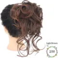 Chignon capelli sintetici con molla ciocche lunghe disordinate stile pigro castano - Marrone Chiaro (2/30)