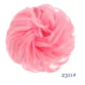 Detailed close-up view showing the soft texture and fluffy design of the pink synthetic hair bun. - Peach Pink Style (2311)