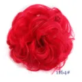 Red messy hair bun synthetic hair extension detail close-up view for women daily styling. - Peach Pink (1164)
