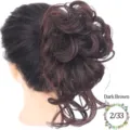 Chignon capelli sintetici con molletta artiglio disordinato mosso castano scuro 25cm - Marrone Scuro (2/33)