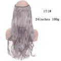 Vue détaillée des extensions de cheveux bouclés gris de 24 pouces 100g avec fil invisible. - Gris Argenté (171#)