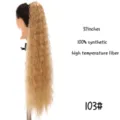 Long synthetic wavy ponytail hair extension blonde 32 inch high temperature fiber piece. - 80cm / 103 (Yellow)
