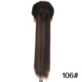 Long straight ponytail wig in color 106# with black ribbon. Synthetic hair extension. - Style 106 / Style F-80cm Pack