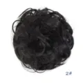 Detailed view of the messy synthetic hair bun scrunchie, fluffy and natural 2# color texture. - Natural Black Style (2)