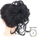 Chignon sintetico con molla per capelli ricci disordinati colore nero naturale variante zero due - Nero Naturale (2)