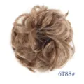 Synthetic messy hair bun detail view, fluffy hairpiece scrunchie texture close up. - Caramel Beige Style (6T88)