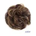 Synthetic messy hair bun extension scrunchie fluffy curly updo hairpiece color 106# - Messy Rose Bun Style (106) / Coffee/Camel