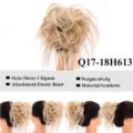 Συνθετικός ακατάστατος κότσος μαλλιών chignon ελαστικό ποστίς για ξανθές γυναίκες - Μείγμα Ανοιχτό Χρυσό Ξανθό (18H613)