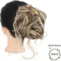 Chignon finto sintetico con molla clip capelli biondi disordinati per acconciatura - Misto Biondo Marrone (86h10)
