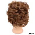 Brown curly hair bun synthetic hairpiece, fluffy wavy updo hair extension variant Q8-6# - 6# (Medium Brown)