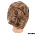 Synthetic curly hair bun updo wig piece heat resistant brown blonde hair extension 80g - 12H24 (Light Ash Brown Mixed Gold)