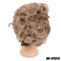 Synthetic curly hair bun updo piece, blonde mix color, heat resistant hair styling accessory - 14T613 (Light Brown Ombre Blonde)