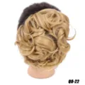 Synthetic blonde curly hair bun extension, high temperature silk messy hairpiece for women. - 22 (Light Champagne Blonde)
