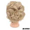 Synthetic curly hair bun extension in light blonde, stylish messy updo hairpiece for women. - 24T613 (Honey Blonde Ombre Bleach Blonde)