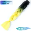 Συνθετικά πλεγμένα μαλλιά ombre 24 ίντσες 100g jumbo braid για μοντέρνο καθημερινό στυλ. - Μονή Συσκευασία / Διαβάθμιση Μαύρο Πράσινο Κίτρινο (BR02-37)