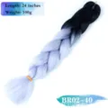 24 Ίντσες Ombre Συνθετικά Πλεγμένα Μαλλιά Box Braids Extension Ίνα Υψηλής Θερμοκρασίας - Μονή Συσκευασία / Διαβάθμιση Μαύρο Γκρι (BR02-40)