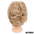 Synthetic high temperature fiber blonde curly hair bun wig piece, color 27H613, 80g weight. - 27H613 (Strawberry Blonde Highlight Bleach Blonde)