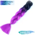 Ombre Μωβ Συνθετικά Μαλλιά Πλεξούδα 24 Ίτσες 100g Επέκταση για Καθημερινή Χρήση - Μονή Συσκευασία / Διαβάθμιση Μαύρο Μωβ (BR02-52)