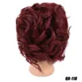 Burgundy synthetic hair bun wig, short curly hairpiece for women daily fashion styling. - 118 (Bright Burgundy)