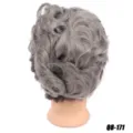 Grey Synthetic Hair Bun Curly Hairpiece Updo High Temperature Fiber Hair Extension - 171 (Silver Gray)