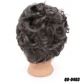 Synthetic curly hair bun wig piece, dark gray messy updo hair extension for women. - 0403 (Dark Gray)