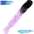 Συνθετικά extensions πλεξούδας μαλλιών Ombre, 24 ίντσες 100g μαύρο έως μωβ χρώμα. - Μονή Συσκευασία / Διαβάθμιση Μαύρο Μωβ (BR02-74)