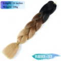 Ombre Jumbo Πλεξούδες 24 ίντσες 100g Συνθετικά Μαλλιά Extensions Μαύρο Καφέ Ξανθό - Πλεγμένη Κοτσίδα με Διαβάθμιση (BR03-33) / 1 Τεμάχιο/Συσκευασία (περίπου 24 ίντσες) / Διαβάθμιση Μαύρο-Καφέ-Χρυσό