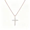 Detailed view of rose gold cross necklace pendant with clear cubic zirconia stones - Cross Type B / Rose Gold