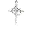 Detailed macro shot of a silver cross pendant with a rotating crown and clear stones - Pendant Only Type A (Without Chain) / Silver