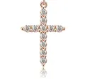 Macro view of rose gold cross pendant necklace featuring brilliant round cut clear stones. - Pendant Only Type B (Without Chain) / Rose Gold