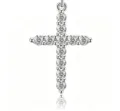 Close-up detail of a silver cross pendant encrusted with sparkling pavé cz stones - Pendant Only Type B (Without Chain) / Silver