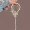 Elegante pinza de pelo con flores de perlas y borla larga de diamantes brillantes para mujer - New customer benefits-clover hairpin