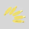 Set mit fünf mattgelben nahtlosen Haarklammern für DIY handgefertigten Schmuck - Metallbuchstaben-Stil / 1 Stück / Gelb