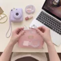 Koreanischer Stil rosa Netz Mini Kosmetiktasche tragbare Aufbewahrungstasche für Make-up. - M / Rosa