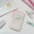 Estuche acolchado coreano con lunares rosas, gran bolsa de papelería para estudiantes. - Rosa con Lunares