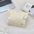 Süßes Schleife Herz Bestickung Kosmetiktasche Reise Make-up Aufbewahrungstasche Leinwand - Leuchtgelb