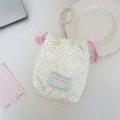 Pochette de rangement à cordon avec motif de cœur matelassé, sac de maquillage de voyage portable. - Pois Beige