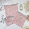 Rosa Spitzen Stoff Kordelzug Aufbewahrungstasche Set, süßer Kosmetik Organizer Beutel. - Klein (14*15) / Rosa