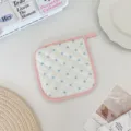 Korean style quilted coffee cup coaster, cute blue polka dot heat insulation pad, tabletop decor - Blue Style / Blue Polka Dot