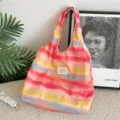 Colorful tie-dye canvas tote bag, dopamine style lightweight handbag for women daily casual use. - Vest Bag / Vibrant Marble Effect