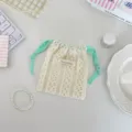 Pochette cordon en dentelle beige pour rangement de bijoux et cosmetiques mignonne. - Beige