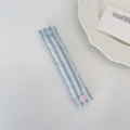 Macaron striped fabric cable organizer strap with cute heart snap button for neat desktop storage - Caramel Orange Heart Stripe