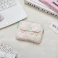 Quilted card holder with cute heart star print, snap button and zipper for daily use. - Pink (Quilted Small Star Pink)