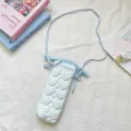 Korean style cute heart quilted camera bag, stylish blue and white plaid crossbody bag. - Blue Star