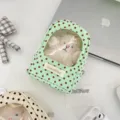 Mint green polka dot doll storage bag clear window cute plush toy pouch organizer cute design - Mint Green + Little Sheep Doll / Mint Green