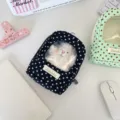 Mini polka dot doll storage bag transparent display zipper pouch for girls mint green - Black + Little Sheep Doll / Black