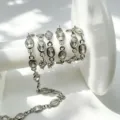 DIY Schmuckzubehör ovale Zirkon Kette für handgemachte Bastelarbeiten und elegante Halsketten. - Oval Einzelstein Kette / Silberfarben Klarer Zirkonia