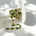 Vue détaillée d'accessoire de bijoux DIY avec chaîne en zircone verte carrée plaquée or. - Or Zirconia Vert