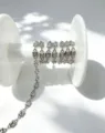 Silver tone square bezel zircon semi finished chain DIY jewelry making accessory spool display. - White Zircon / 4.5*4.5mm / White