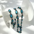 Accessoires de bijoux DIY chaîne carrée en zircone bleue plaquée gunblack - Noir Bleu Turquoise